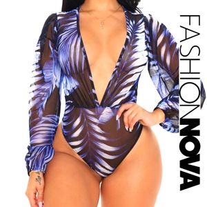 Fashion Nova palm tree mesh bodysuit